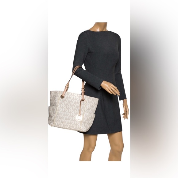 Michael kors white signature coated canvas and leather jet set tote - Picture 3 of 15